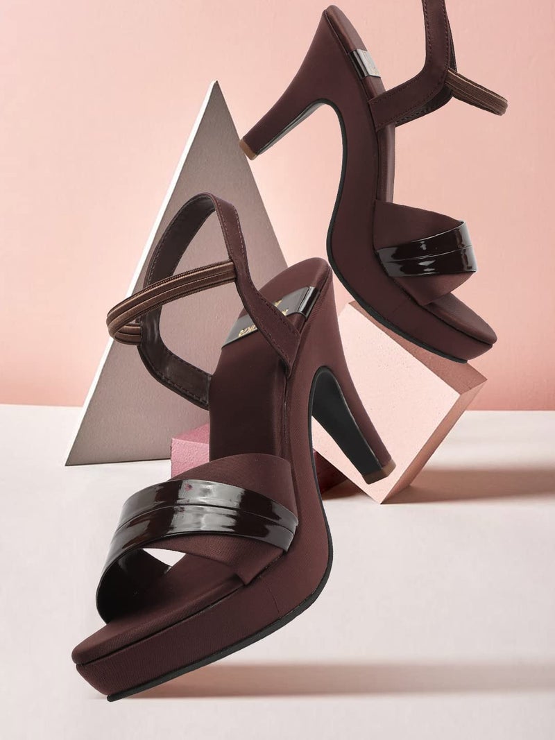 XE Looks Women's Platform Pencil High Heels - Stylish Ankle Strap Sandals for Casual and Formal Wear - Image 2